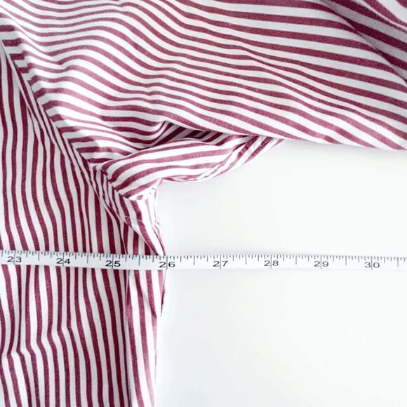 Lands' End Mens Casual Button Down Shirt Long Sleeve Pinstripes Burgundy Sz 17.5 - Picture 6 of 8